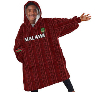 Custom Malawi Football Kid Wearable Blanket Hoodie Go Champions - Red - African Pride