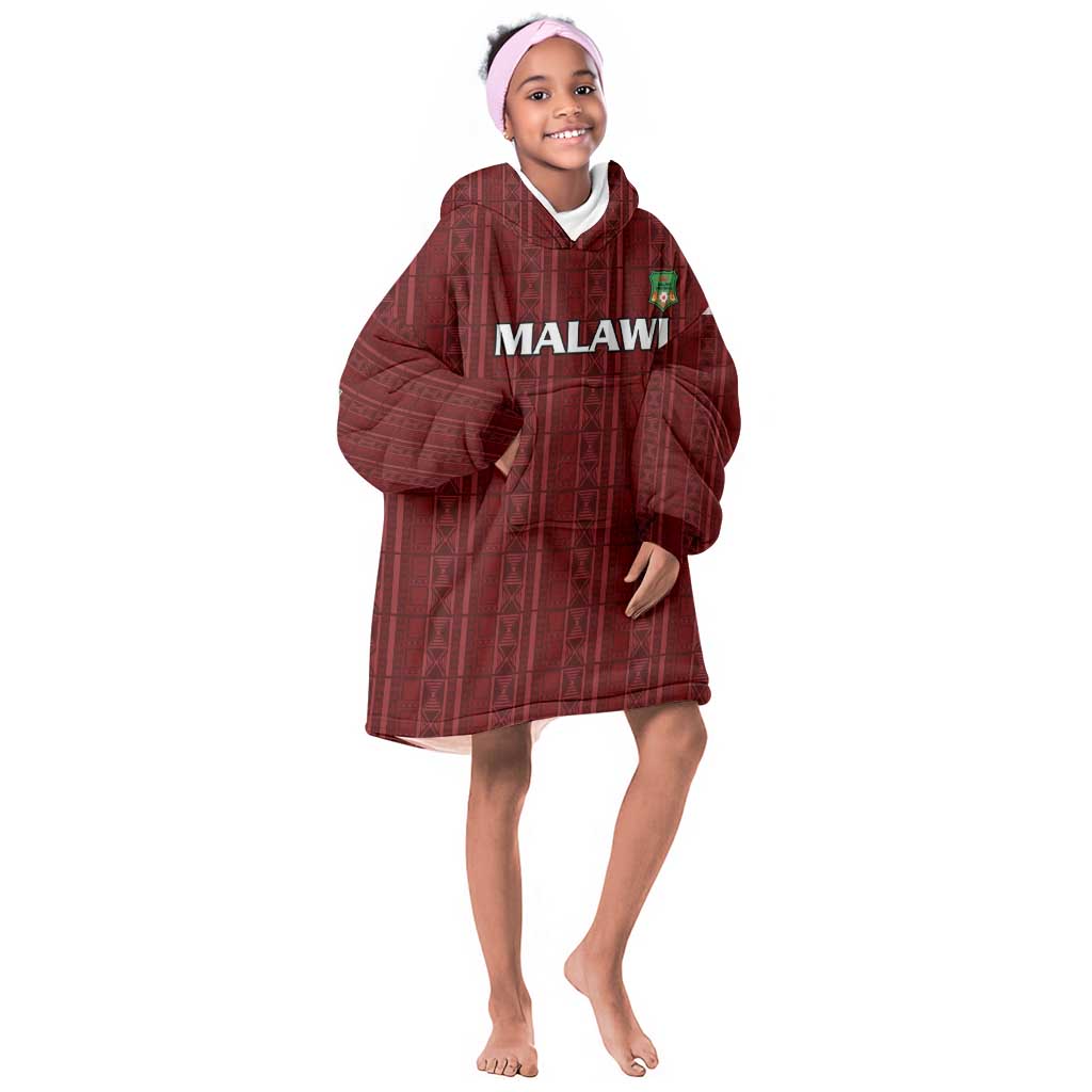Custom Malawi Football Kid Wearable Blanket Hoodie Go Champions - Red - African Pride