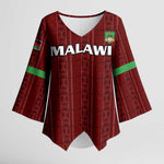 Custom Malawi Football Kimono Sleeve Blouse Come On Flames - Red
