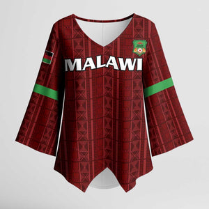 Custom Malawi Football Kimono Sleeve Blouse Come On Flames - Red