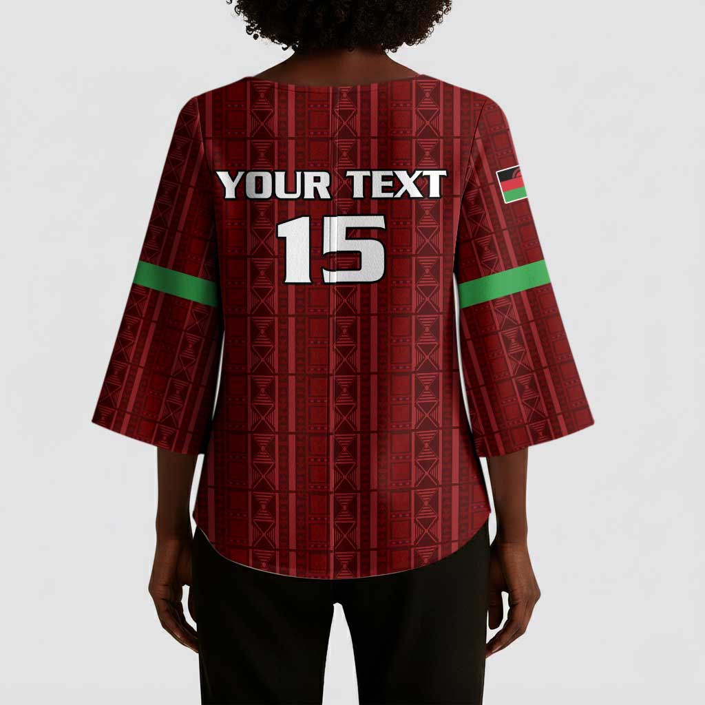 Custom Malawi Football Kimono Sleeve Blouse Come On Flames - Red
