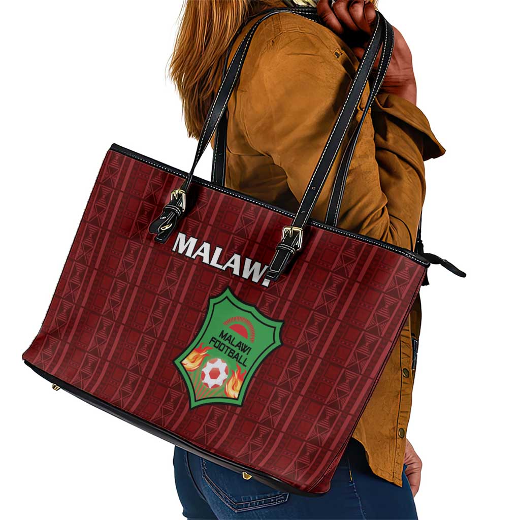 Malawi Football Leather Tote Bag Go Champions - Red - African Pride