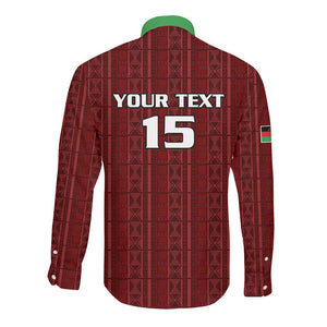 Custom Malawi Football Long Sleeve Button Shirt Go Champions - Red - African Pride