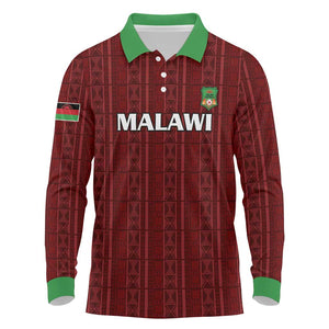 Custom Malawi Football Long Sleeve Polo Shirt Go Champions - Red - African Pride