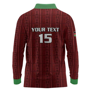 Custom Malawi Football Long Sleeve Polo Shirt Go Champions - Red - African Pride