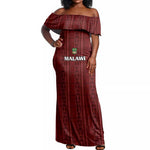 Custom Malawi Football Off Shoulder Maxi Dress Go Champions - Red - African Pride