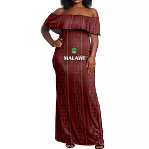 Custom Malawi Football Off Shoulder Maxi Dress Go Champions - Red - African Pride