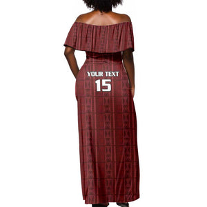 Custom Malawi Football Off Shoulder Maxi Dress Go Champions - Red - African Pride