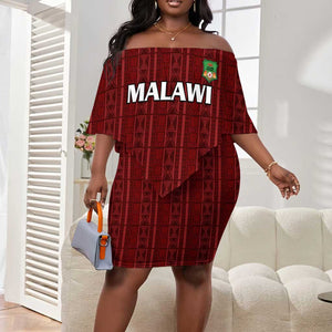 Custom Malawi Football Off Shoulder Short Dress Go Champions - Red - African Pride