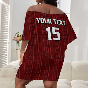 Custom Malawi Football Off Shoulder Short Dress Go Champions - Red - African Pride