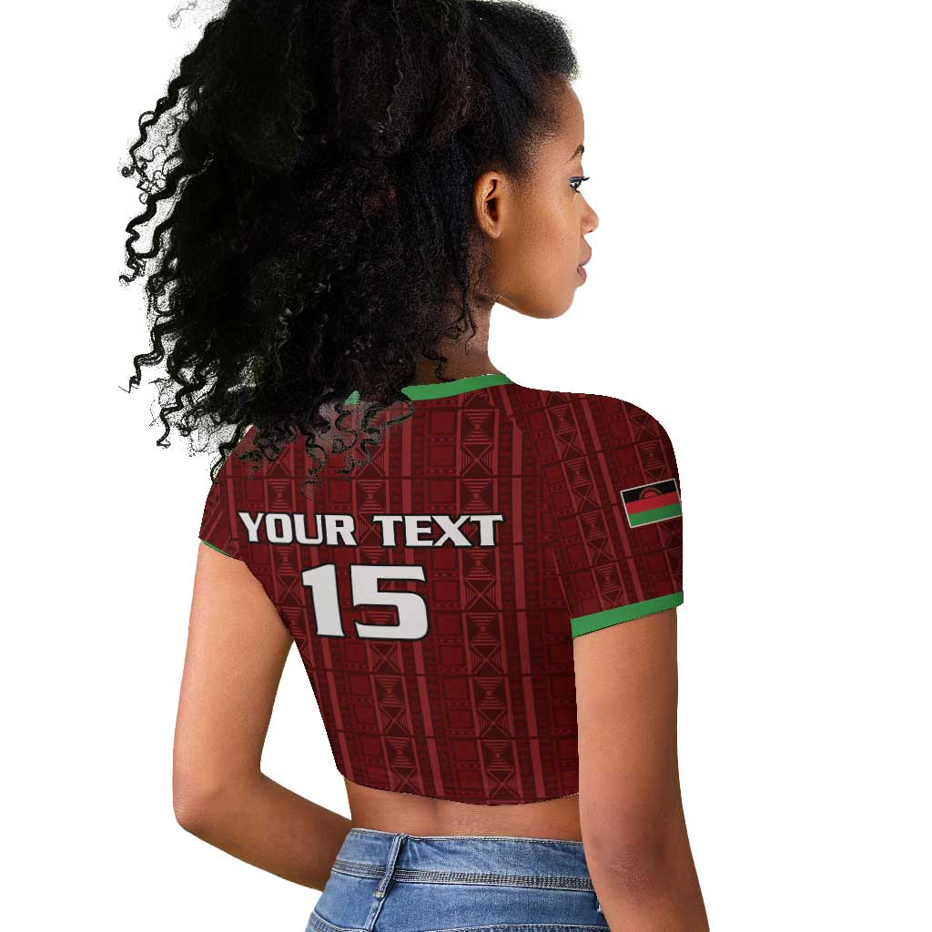 Custom Malawi Football Raglan Cropped T shirt Go Champions - Red - African Pride