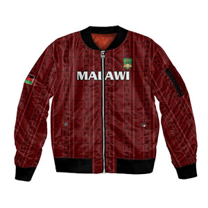 Custom Malawi Football Sleeve Zip Bomber Jacket Go Champions - Red - African Pride