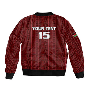 Custom Malawi Football Sleeve Zip Bomber Jacket Go Champions - Red - African Pride