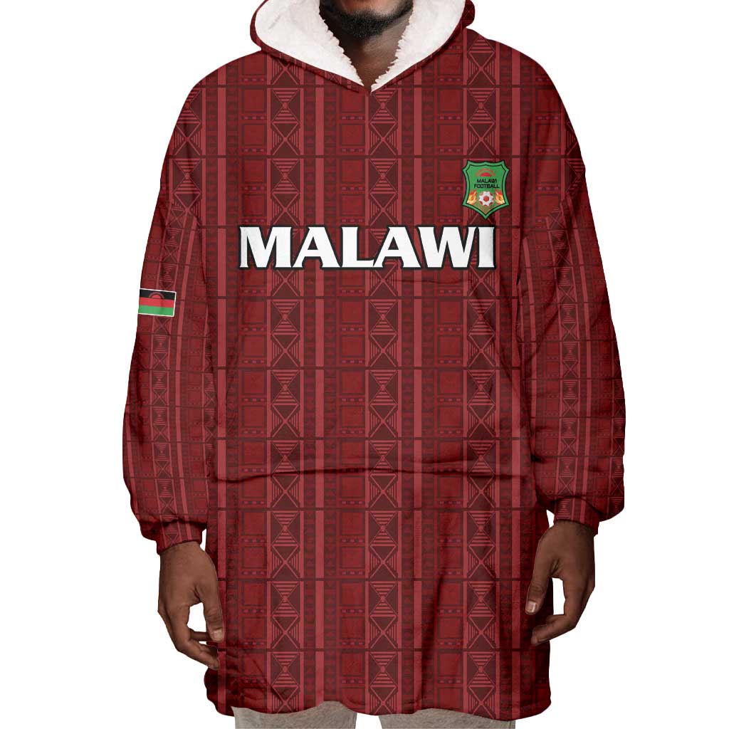Custom Malawi Football Wearable Blanket Hoodie Go Champions - Red - African Pride