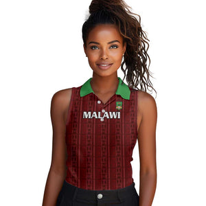 Custom Malawi Football Women Sleeveless Polo Shirt Go Champions - Red - African Pride