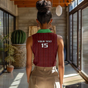 Custom Malawi Football Women Sleeveless Polo Shirt Go Champions - Red - African Pride