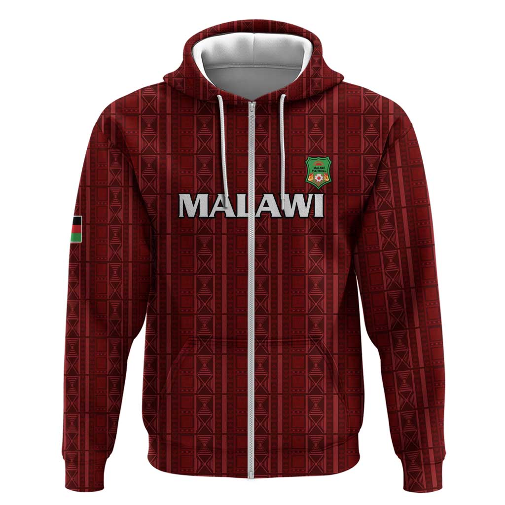 Custom Malawi Football Zip Hoodie Go Champions - Red - African Pride