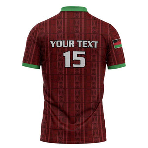 Custom Malawi Football Zipper Polo Shirt Come On Flames - Red