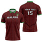 Custom Malawi Football Zipper Polo Shirt Come On Flames - Red