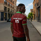 Custom Malawi Football Zipper Polo Shirt Come On Flames - Red