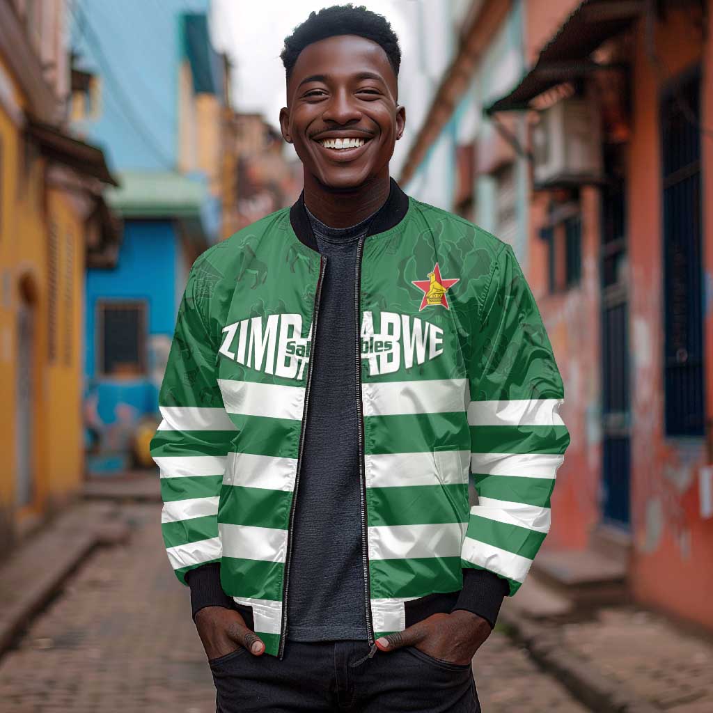Rugby Zimbabwe Custom Bomber Jacket Go Champions Sables - African Pride