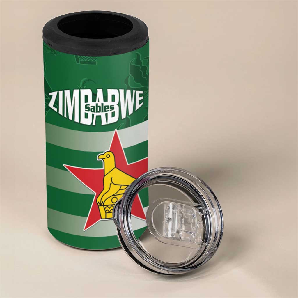 Rugby Zimbabwe Custom 4 in 1 Can Cooler Tumbler Go Champions Sables - African Pride