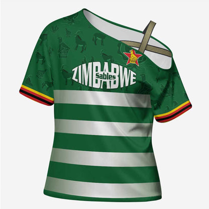 Rugby Zimbabwe Custom Cross Shoulder Shirt Go Champions Sables