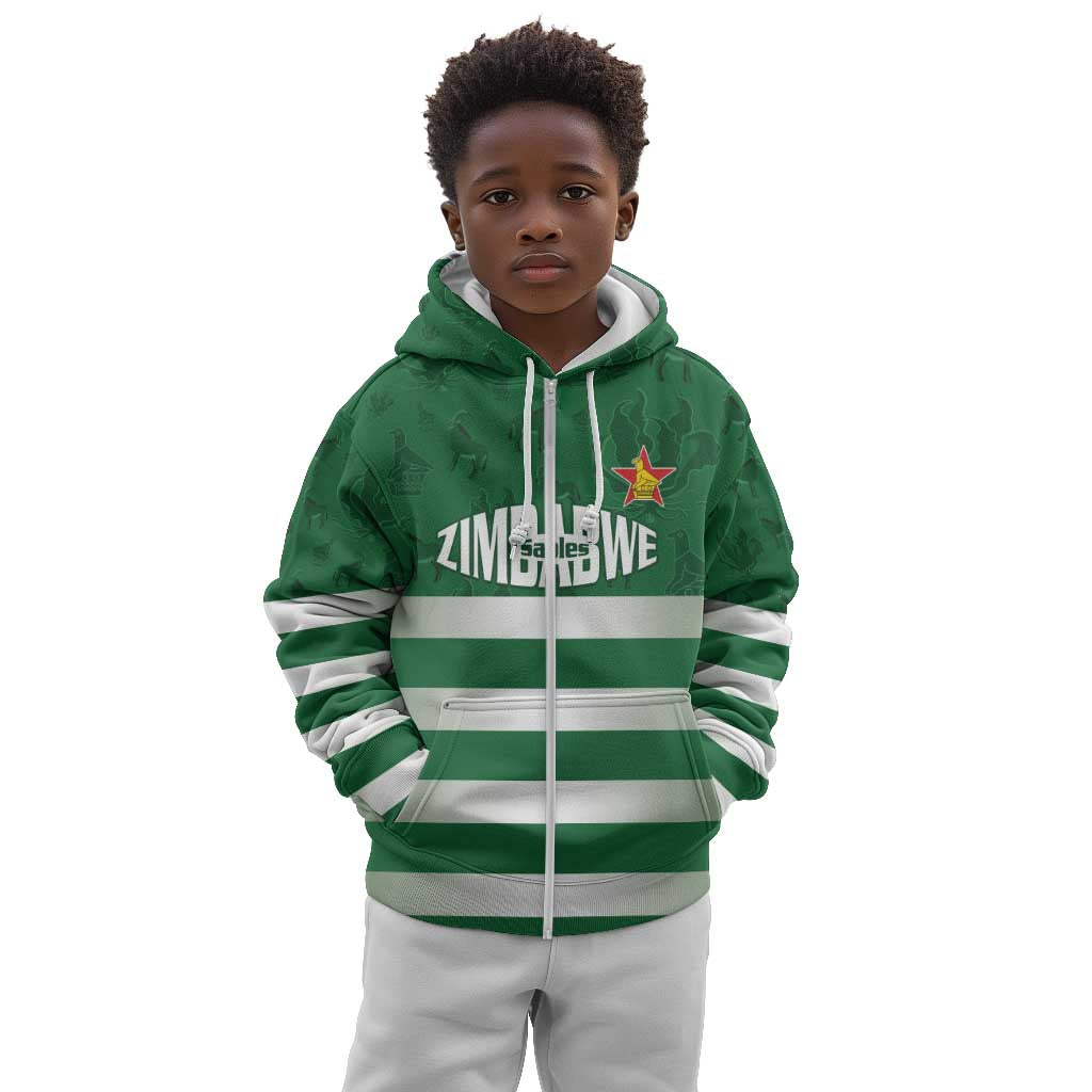 Rugby Zimbabwe Custom Kid Hoodie Go Champions Sables - African Pride