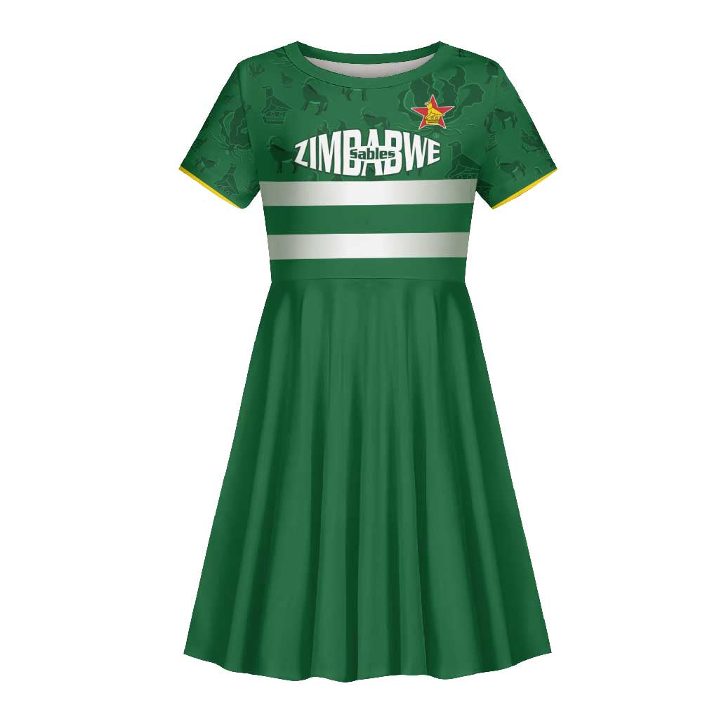 Rugby Zimbabwe Custom Kid Short Sleeve Dress Go Champions Sables - African Pride