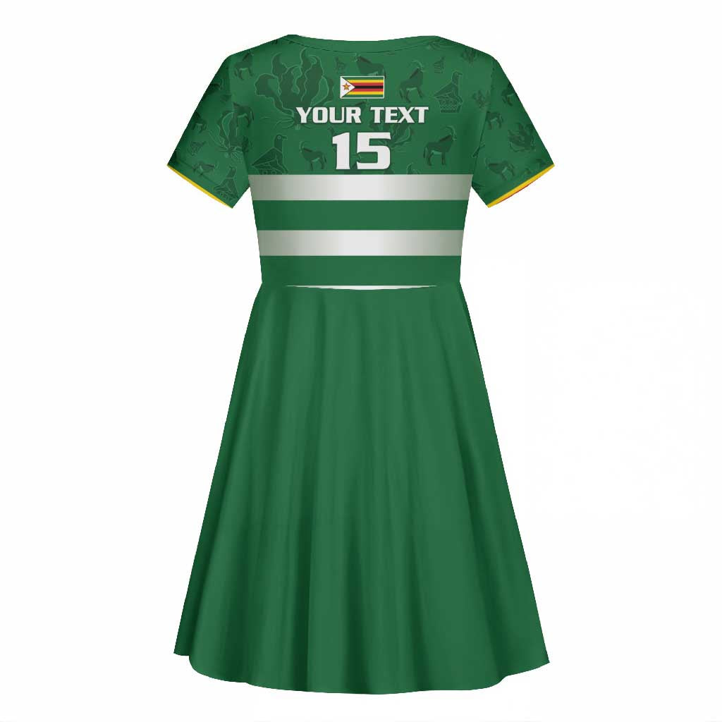 Rugby Zimbabwe Custom Kid Short Sleeve Dress Go Champions Sables - African Pride