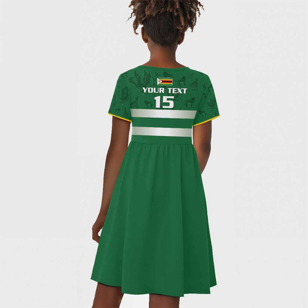 Rugby Zimbabwe Custom Kid Short Sleeve Dress Go Champions Sables - African Pride