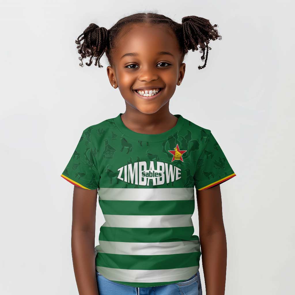 Rugby Zimbabwe Custom Kid T shirt Go Champions Sables - African Pride