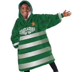 Rugby Zimbabwe Custom Kid Wearable Blanket Hoodie Go Champions Sables - African Pride