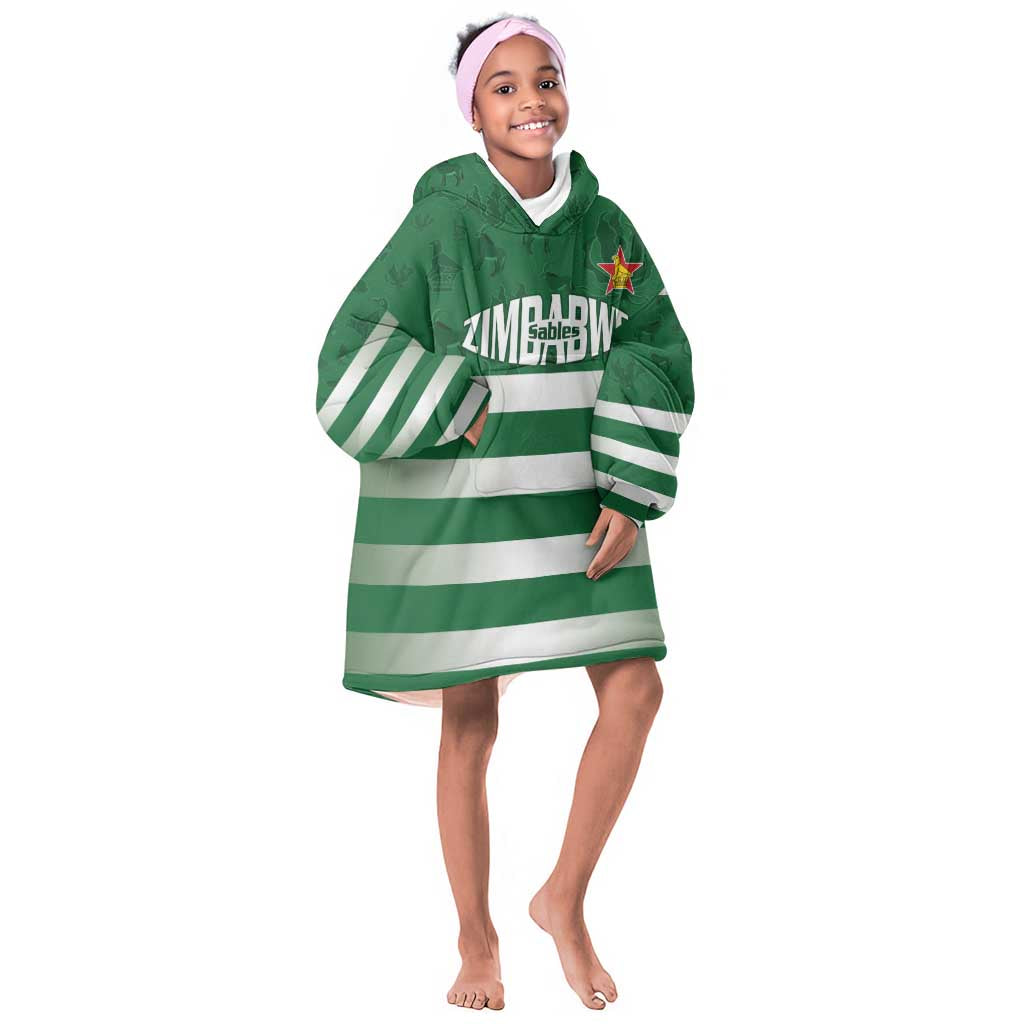 Rugby Zimbabwe Custom Kid Wearable Blanket Hoodie Go Champions Sables - African Pride