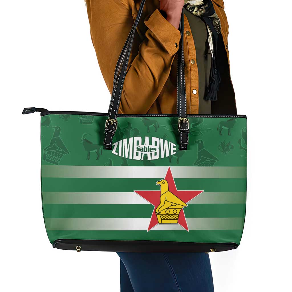 Rugby Zimbabwe Leather Tote Bag Go Champions Sables - African Pride