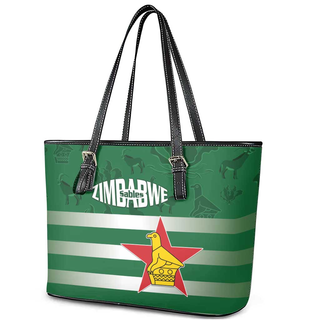 Rugby Zimbabwe Leather Tote Bag Go Champions Sables - African Pride