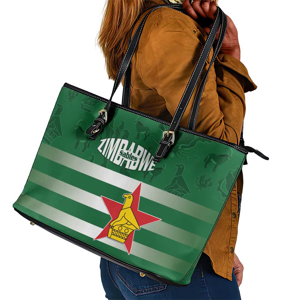 Rugby Zimbabwe Leather Tote Bag Go Champions Sables - African Pride
