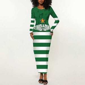 Rugby Zimbabwe Custom Long Sleeve Bodycon Dress Go Champions Sables - African Pride