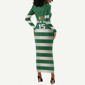 Rugby Zimbabwe Custom Long Sleeve Bodycon Dress Go Champions Sables - African Pride