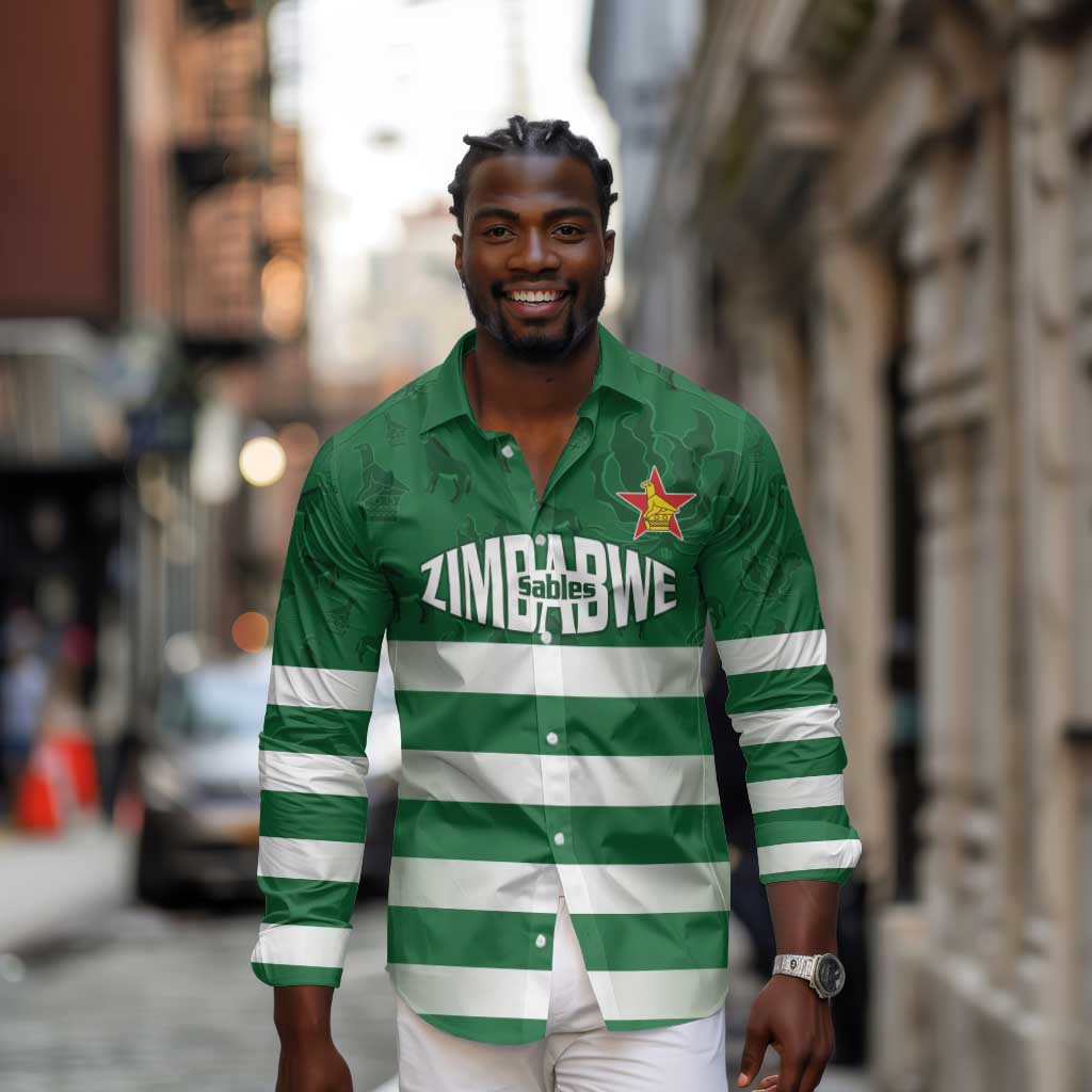 Rugby Zimbabwe Custom Long Sleeve Button Shirt Go Champions Sables - African Pride
