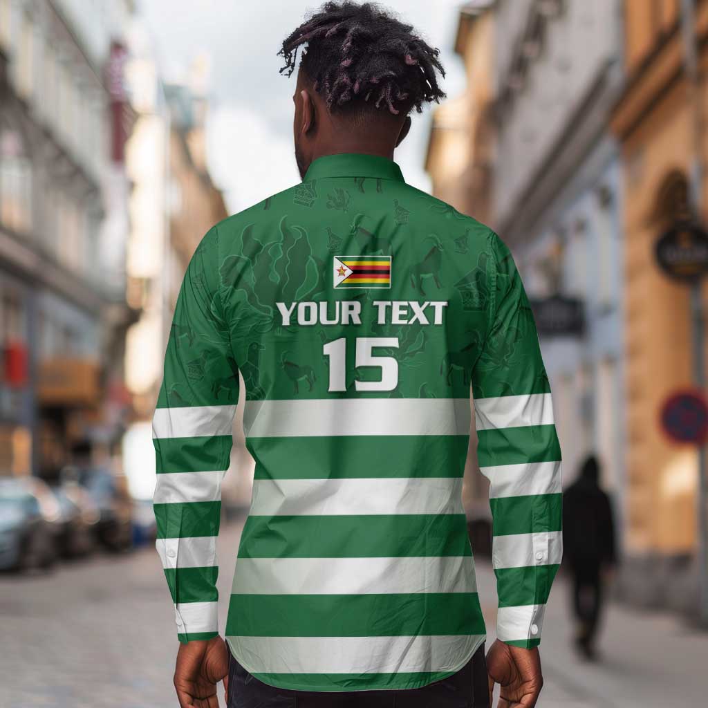 Rugby Zimbabwe Custom Long Sleeve Button Shirt Go Champions Sables - African Pride