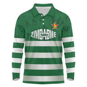 Rugby Zimbabwe Custom Long Sleeve Polo Shirt Go Champions Sables - African Pride