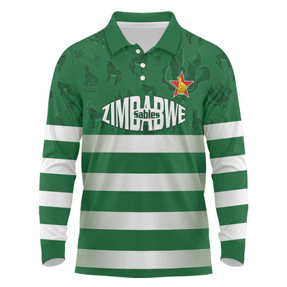 Rugby Zimbabwe Custom Long Sleeve Polo Shirt Go Champions Sables - African Pride