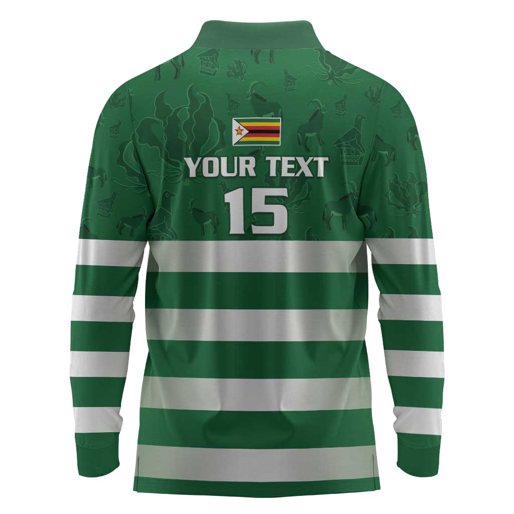 Rugby Zimbabwe Custom Long Sleeve Polo Shirt Go Champions Sables - African Pride