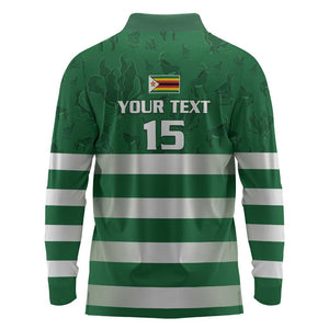 Rugby Zimbabwe Custom Long Sleeve Polo Shirt Go Champions Sables - African Pride