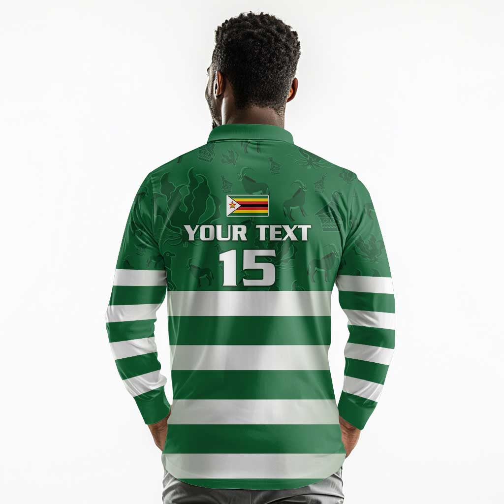Rugby Zimbabwe Custom Long Sleeve Polo Shirt Go Champions Sables - African Pride