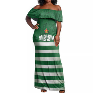 Rugby Zimbabwe Custom Off Shoulder Maxi Dress Go Champions Sables - African Pride