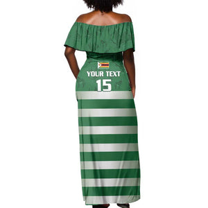 Rugby Zimbabwe Custom Off Shoulder Maxi Dress Go Champions Sables - African Pride