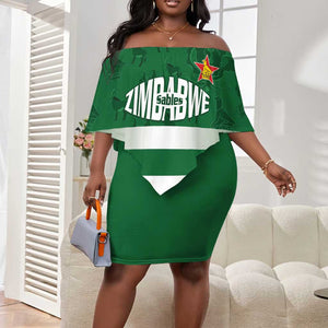 Rugby Zimbabwe Custom Off Shoulder Short Dress Go Champions Sables - African Pride