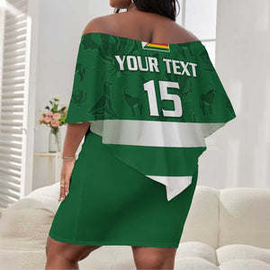 Rugby Zimbabwe Custom Off Shoulder Short Dress Go Champions Sables - African Pride